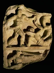 Relief, das einen Samniten zeigt, der einen Retiarius besiegt